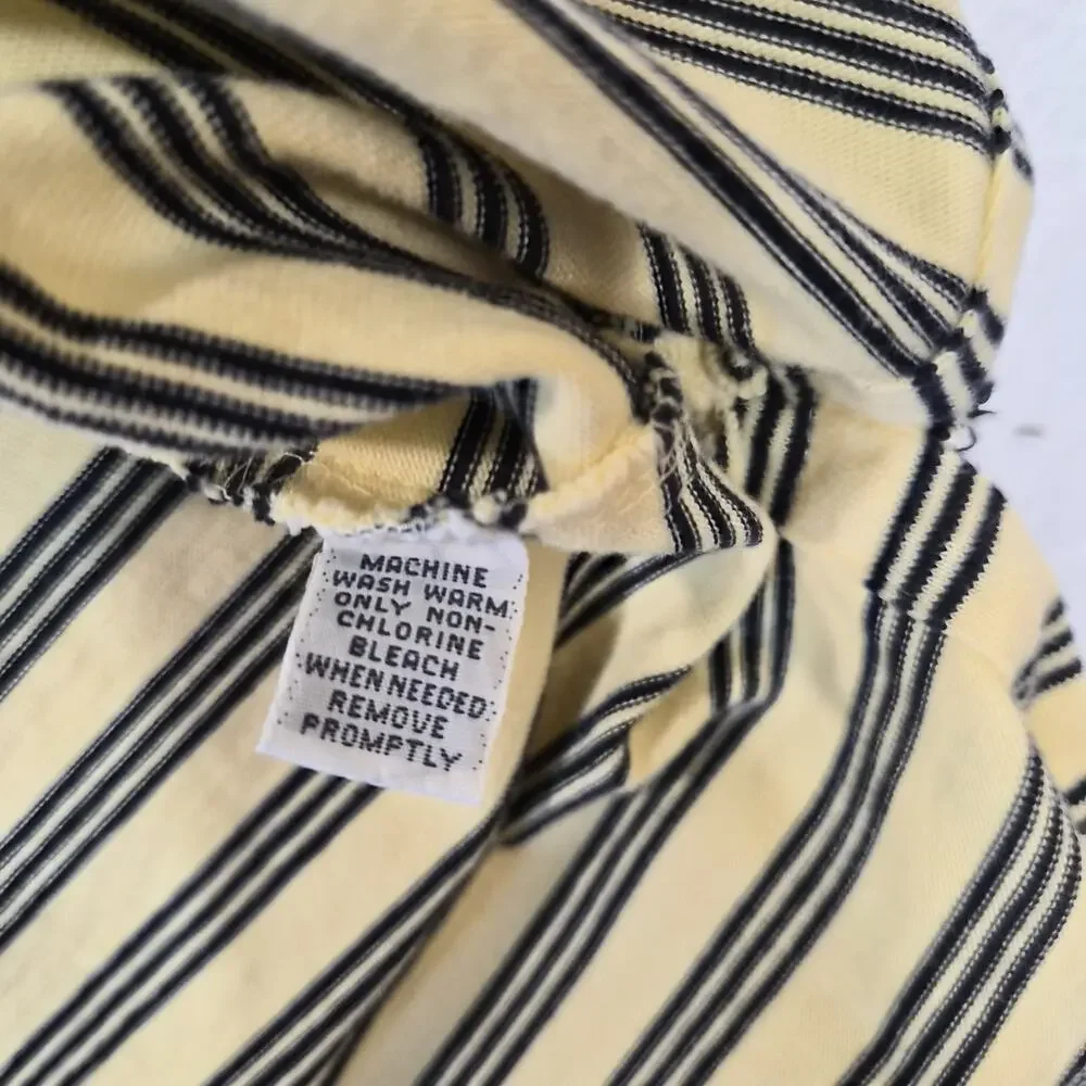 Polo By Ralph Lauren Men’s Shirt Medium Yellow Black Striped Polo 100% Cotton